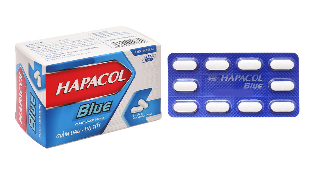 Hapacol Blue 500mg giảm đau, hạ sốt (10 vỉ x 10 viên)
