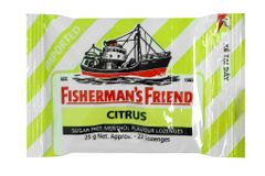 Kẹo cay Con Tàu Fisherman's Friend không đường vị cam chanh và menthol gói 25g