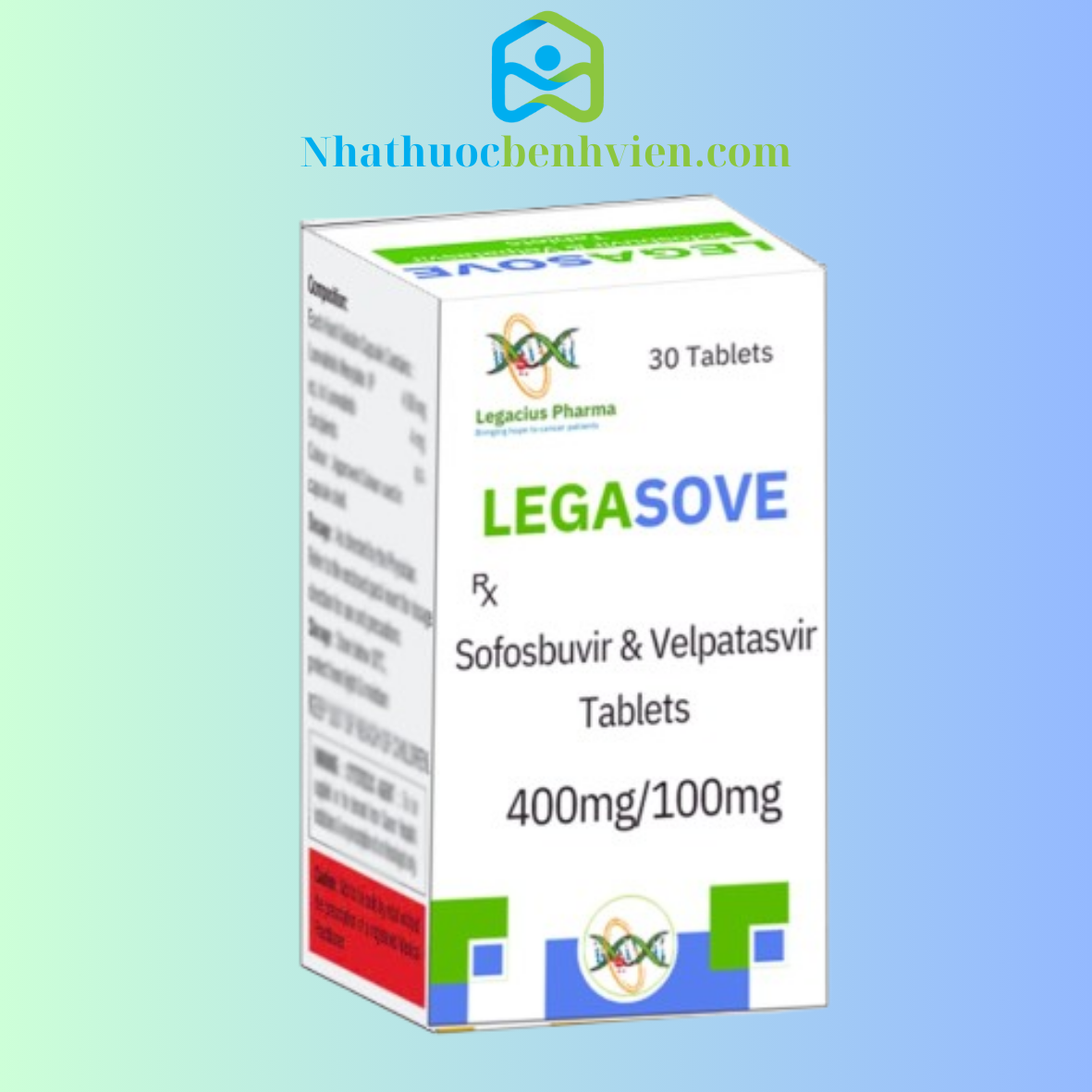 LegaSove Sofosbuvir 400mg/velpatasvir 100mg Legacius Pharma hộp 30 viên