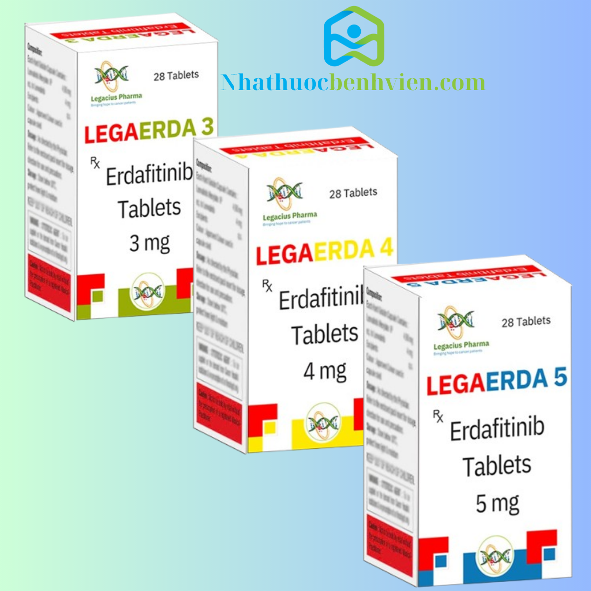 LegaErda (Erdafitinib 3mg, 4mg, 5mg) hộp 28 viên - Điều trị ung thư