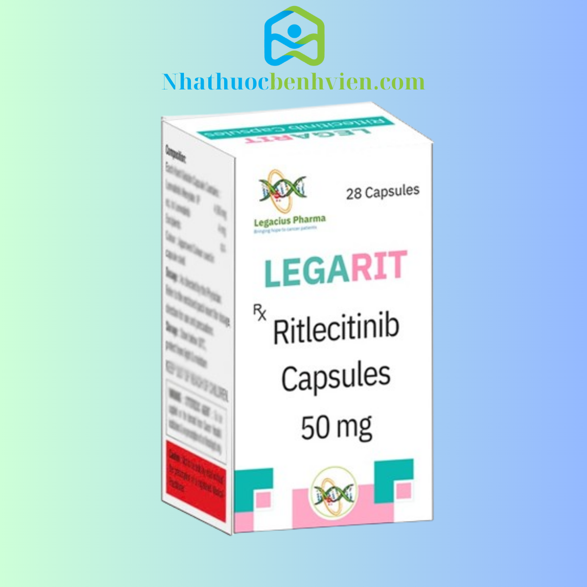 LegaRit Ritlecitinib 50mg Legacius Pharma hộp 28 viên - Điều trị rụng tóc thể mảng, rụng tóc từng vùng