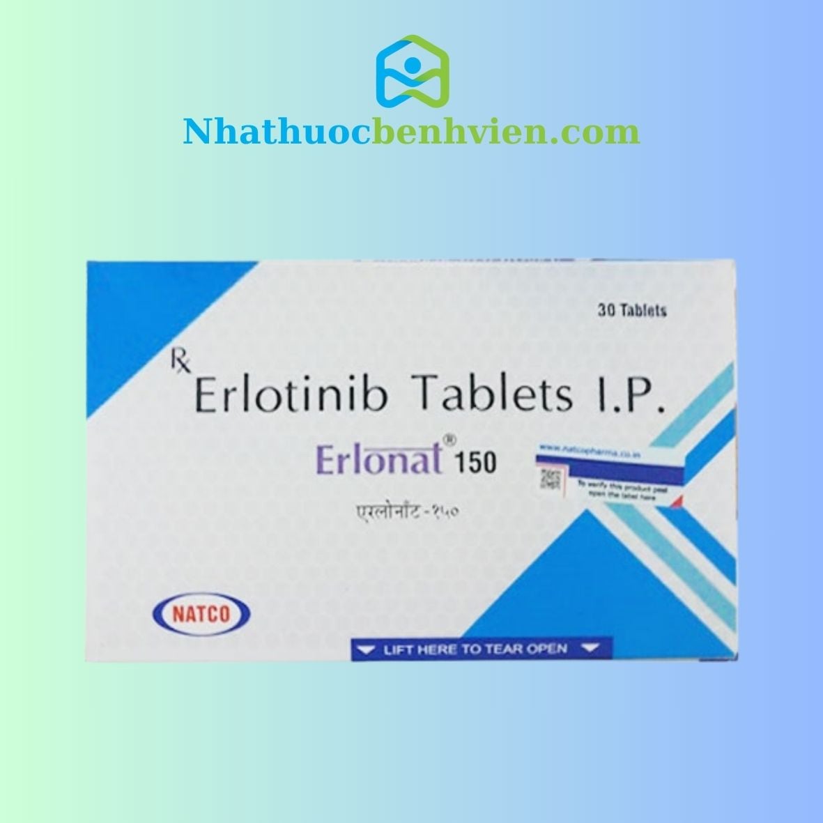 Erlonat ( Erlotinib 150mg ) NATCO hộp 30 viên - Điều trị ung thư