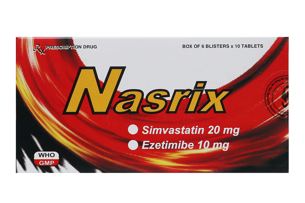 Nasrix 20/10mg trị rối loạn mỡ máu (6 vỉ x 10 viên)