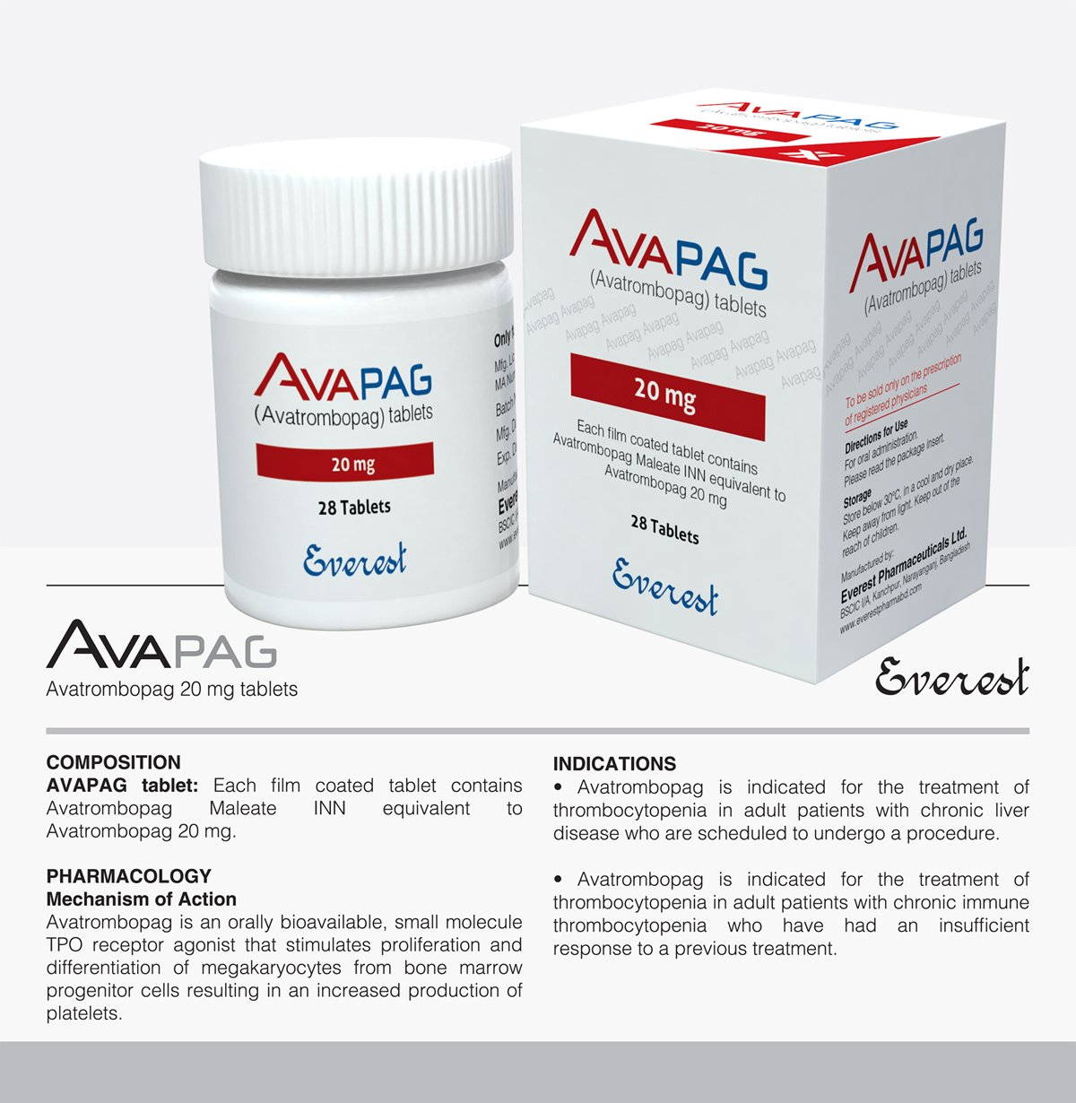 Avapag 20mg ( Avatrombopag 20mg ) hộp 28 viên - EVEREST