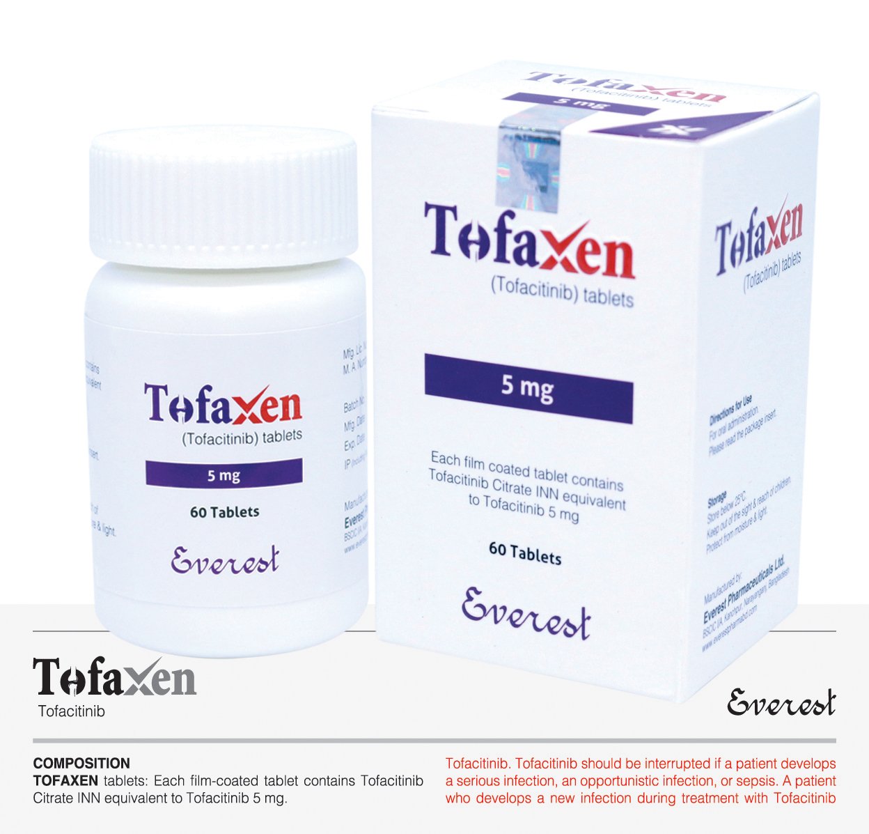 Tofaxen ( Tofacitinib 5mg ) hộp 60 viên - EVEREST