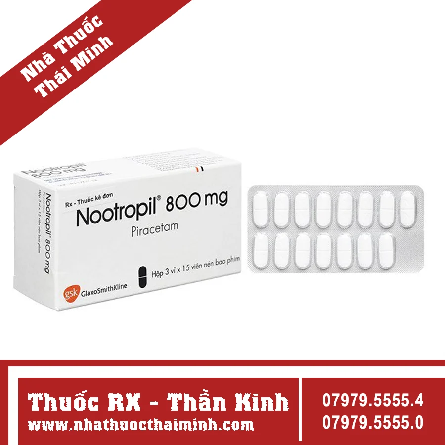 Thuốc điều trị suy giảm trí nhớ Nootropil 800mg (3 vỉ x 15 viên/hộp)