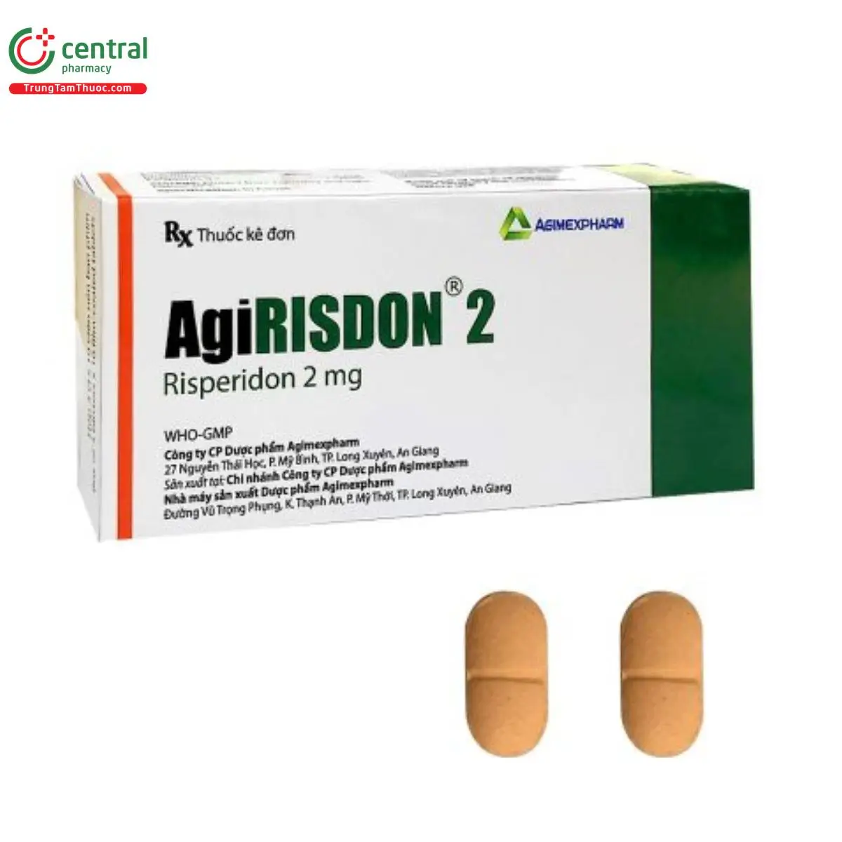 Agirisdon 2mg Điều trị loạn thần, tâm thần phân liệt, hưng cảm