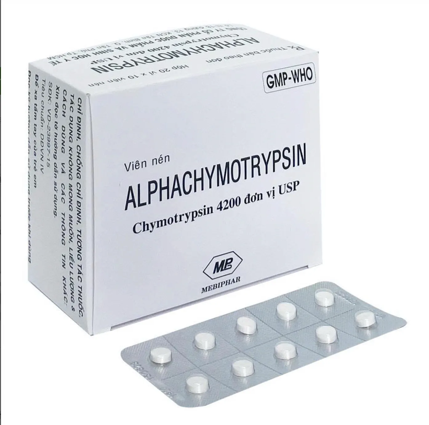 Alphachymotrypsin 4200 IU Mebiphar H/200v - Thuốc Trị Phù Nề Chấn Thương, Phẫu Thuật Hiệu Quả | Mebiphar