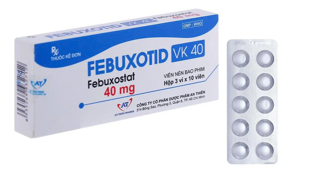 A.T Febuxotid 40mg (H/30v) - Thuốc điều trị gout và hạ acid uric hiệu quả hộp 30 viên của A.T Pharma