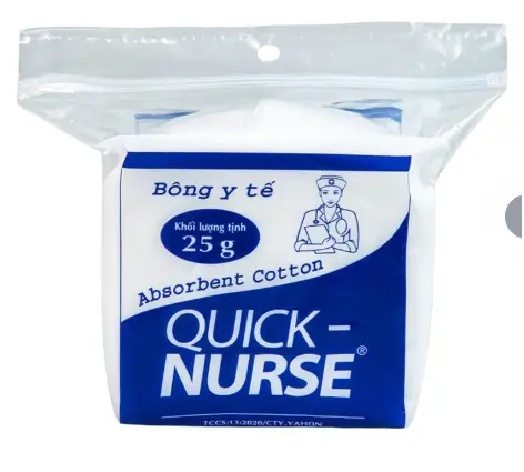 Bông y tế Quick Nurse 25g dùng cho vết thương ngoài da, sát trùng, vệ sinh cho bé