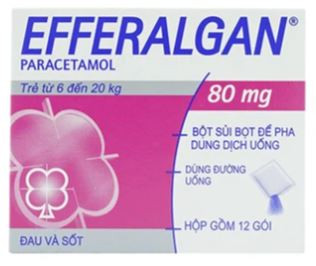 Bột sủi Efferalgan 80mg UPSA SAS giảm đau, hạ sốt (12 gói)