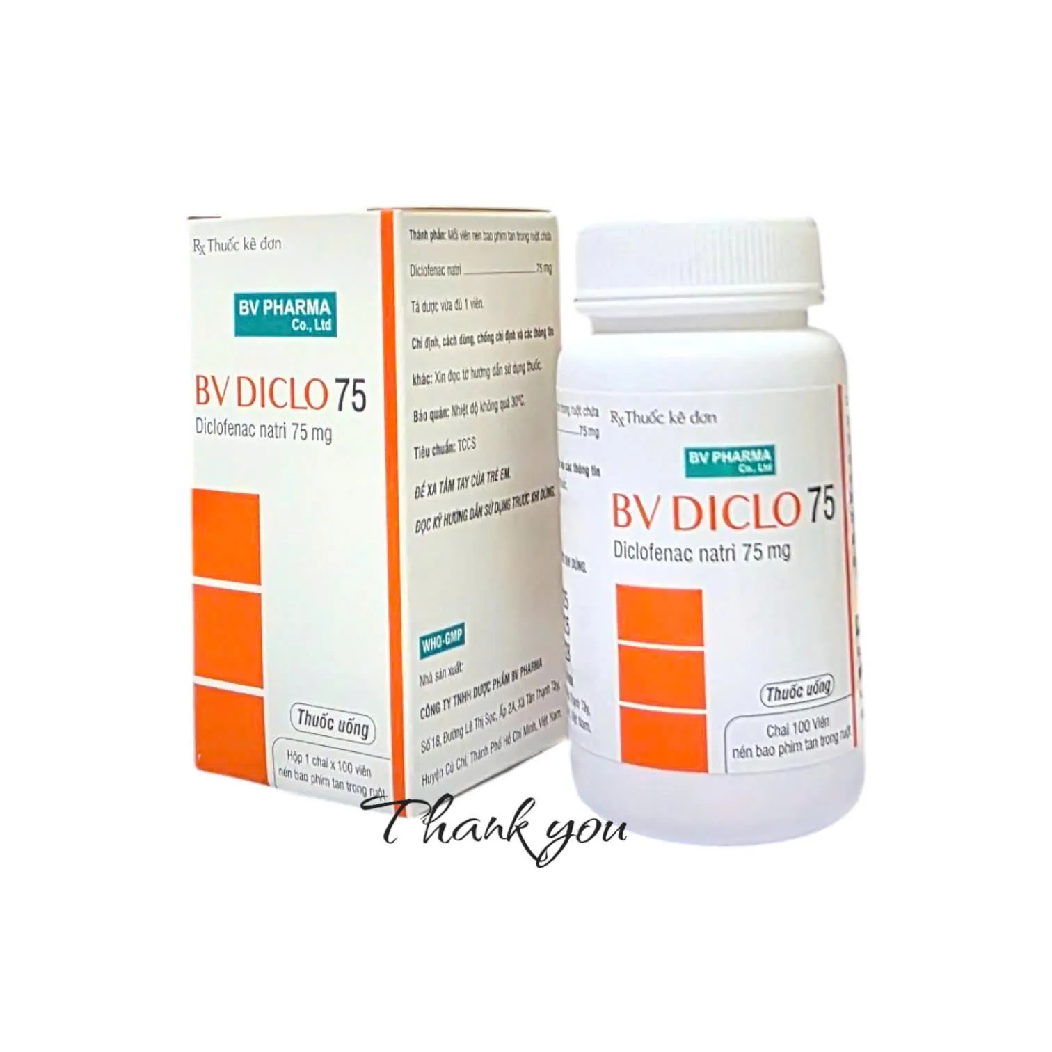 BV Diclo 75 BVPharma (C/100v) – Viên Diclofenac 75 mg BVPharma giảm đau kháng viêm hiệu quả