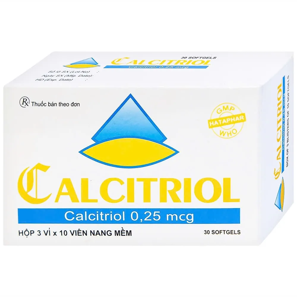 Calcitriol 0,25mcg Hà Tây (H/30v) – Viên nang mềm Vitamin D3 hoạt tính, hỗ trợ loãng xương & hạ canxi máu
