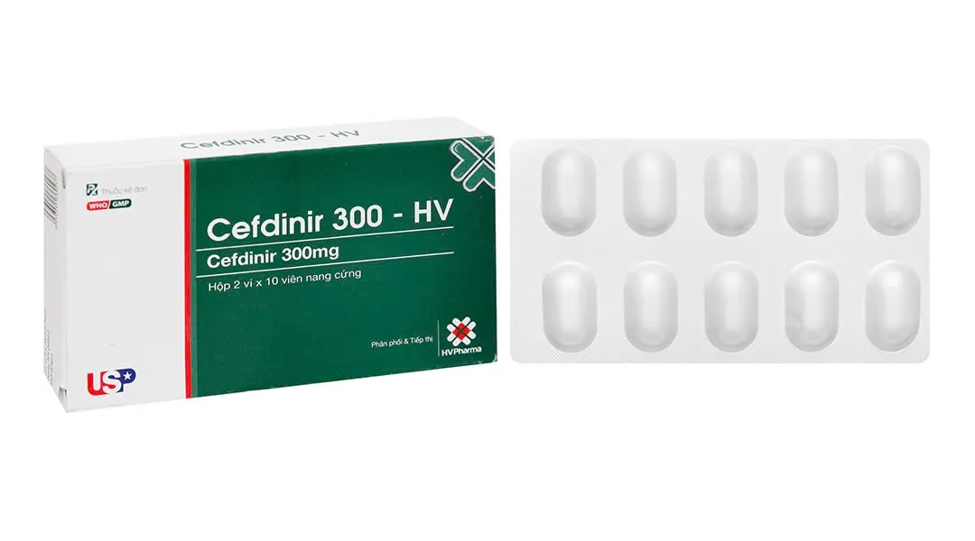 Cefdinir 300-HV USP (H/20v) – Kháng sinh Cephalosporin thế hệ 3, điều trị nhiễm khuẩn hô hấp và da