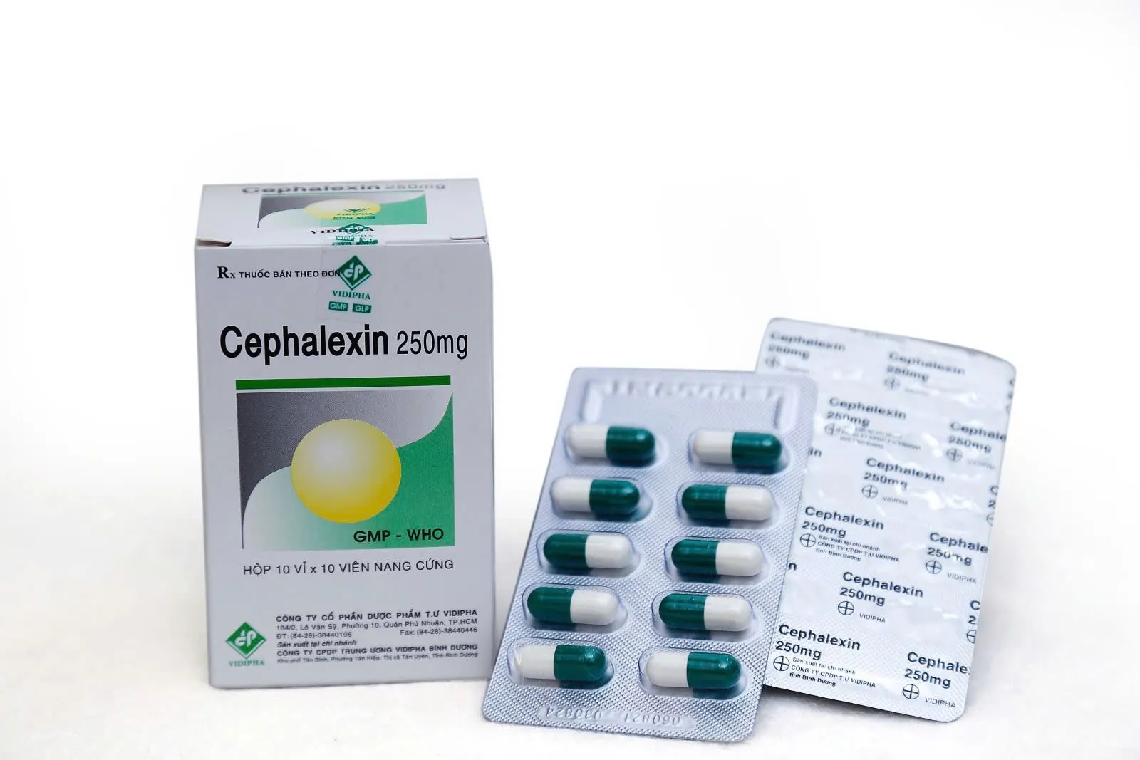 Cefalexin 250mg Vidi (H/100v) – Cephalosporin thế hệ 1, điều trị nhiễm khuẩn hô hấp, tiết niệu và da hiệu quả