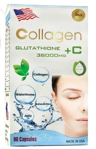 Collagen +C Glutathione 36000mg USA Giảm nếp nhăn chống lão hoá dưỡng da phục hồi da tái tạo da săn chắc da chắc