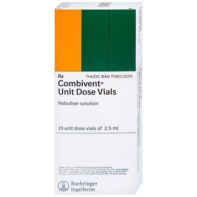 Combivent Boehringer (H/10o/2,5ml) – Dung dịch khí dung hỗ trợ giãn phế quản hiệu quả (10 ống x 2,5 ml)