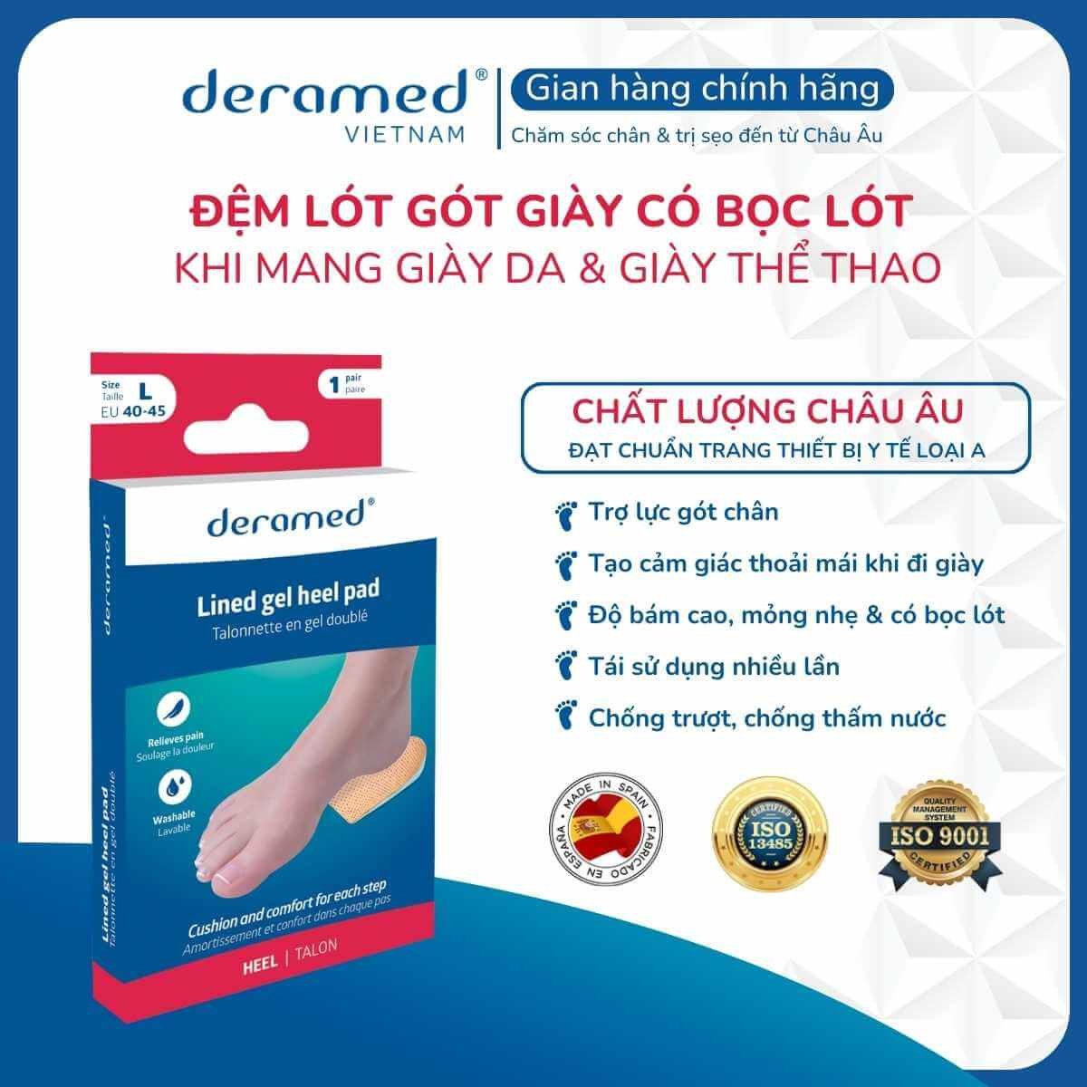 ĐỆM GÓT CHÂN CÓ VẢI LÓT DERAMED
