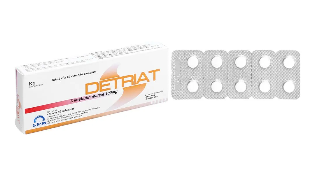 Detriat 100mg SPM (H/20v) – Điều hòa tiêu hoá, giảm đau co thắt ruột