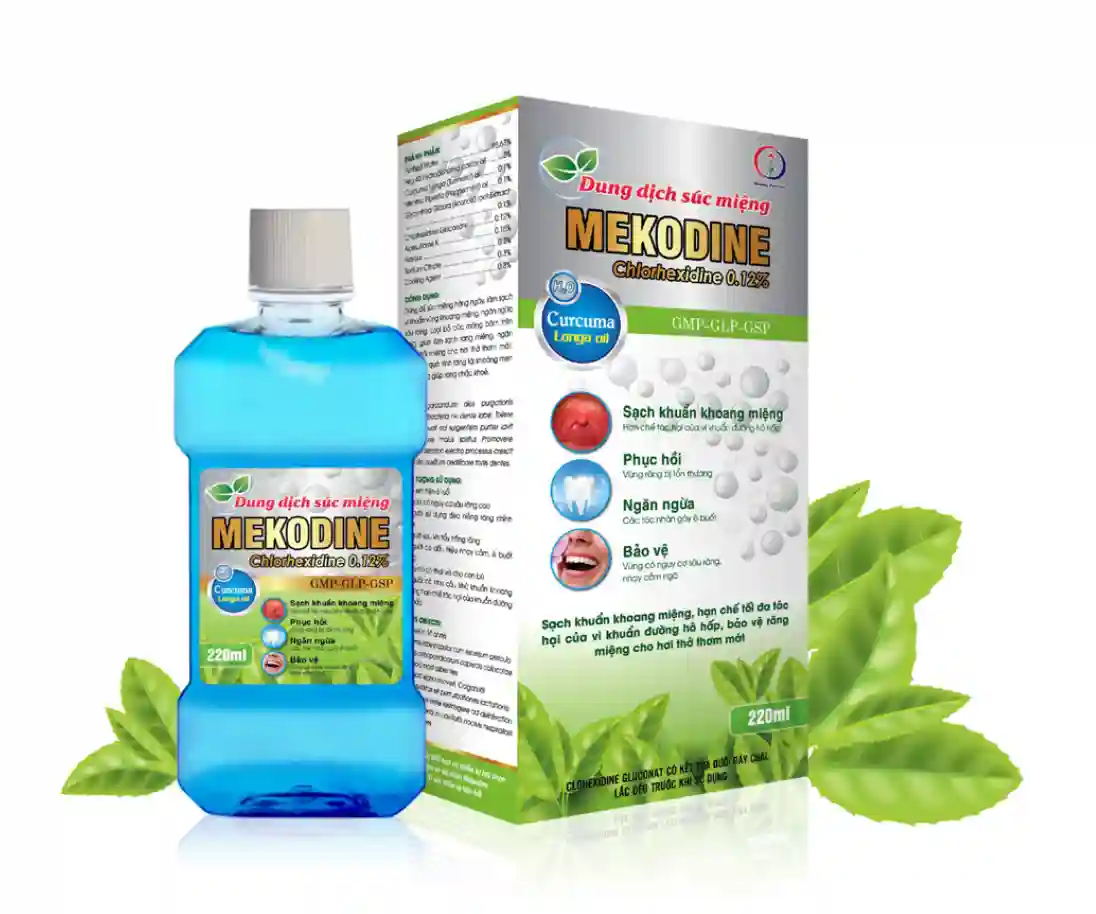 Dung dịch súc miệng mekodine chlorhexidin 0.12% mekong (c/220ml)