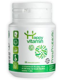 Kẹo lợi khuẩn Happy Vitamin Probiotic, đánh bay tiêu chảy, ăn ko tiêu, giảm táo bón, tăng đề kháng, hỗ trợ tiêu hóa