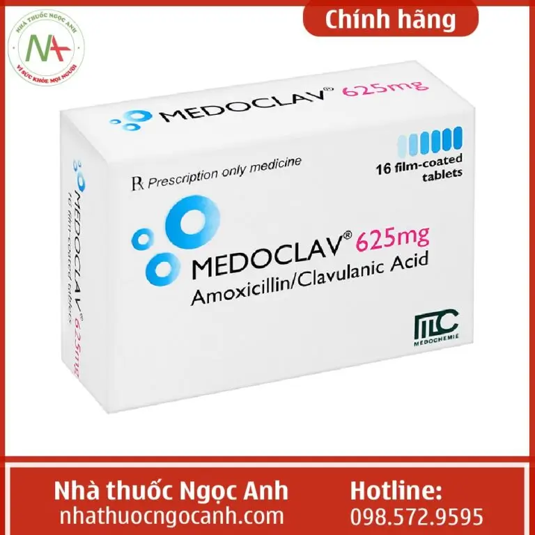 Medoclav 625mg điều trị ở người lớn và trẻ em bị viêm tai giữa cấp tính, viêm xoang cấp tính có mủ do vi khuẩn, viêm phổi cộng đồng