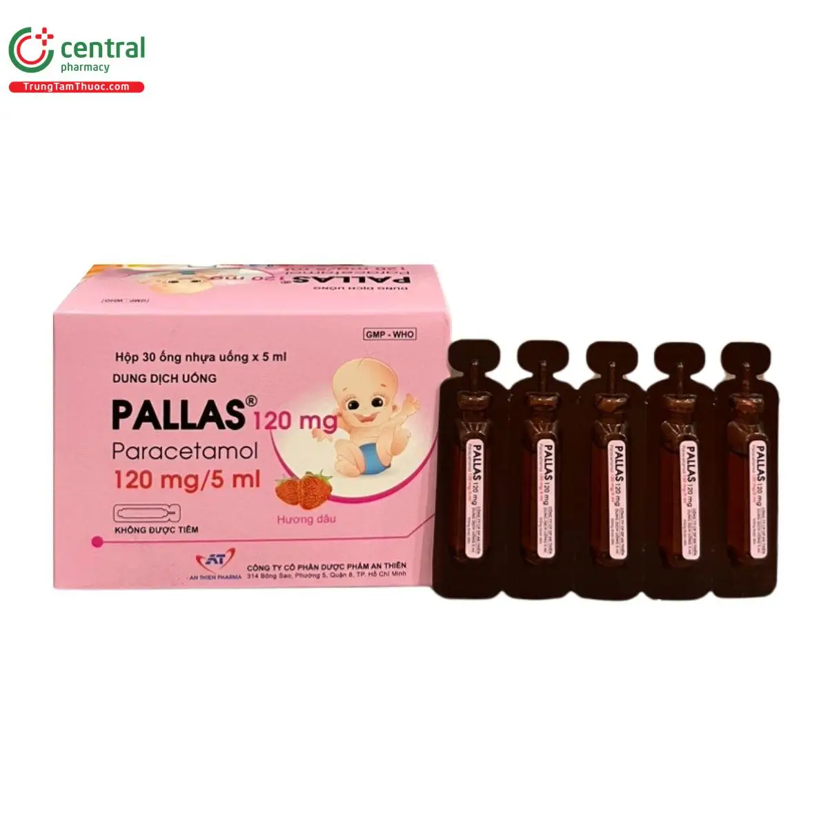 Pallas 120mg/5ml (H/30 ống) điều trị tình trạng sốt, giúp thân nhiệt trở lại bình thường cũng như giảm các cơ đau ở xương, các vị trí mới tiến hành phẫu thuật như răng,...