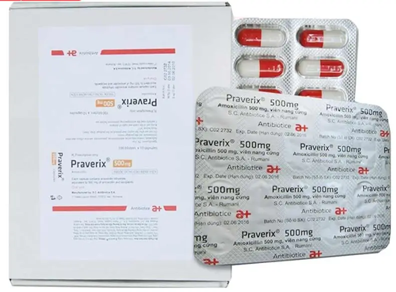 Praverix 500mg điều trị nhiễm khuẩn trùng đường hô hấp trên và nhiễm trùng dưới