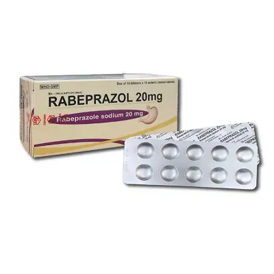 Rabeprazol 20mg Khapharco - điều trị loét dạ dày tá tràng, hội chứng trào ngược dạ dày thực quản… (H/100v) (viên nén bao phim)