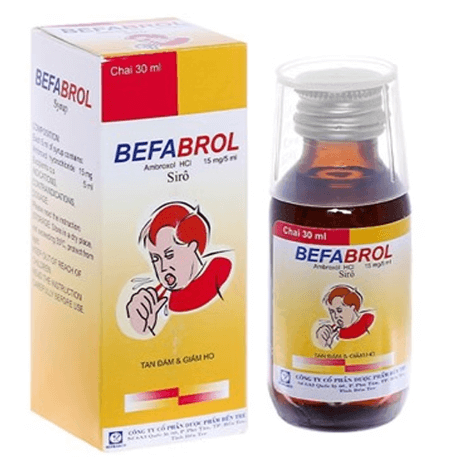 Siro Befabrol 15mg/5ml Bến Tre làm loãng chất nhầy (hoặc đàm), tăng thanh thải chất nhầy (chai 30ml)