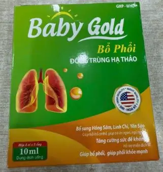Siro Bổ phổi đông trùng hạ thảo Baby Gold Bổ sung hồng sâm, linh chi yến sào - Hộp 20 ống x 10ml