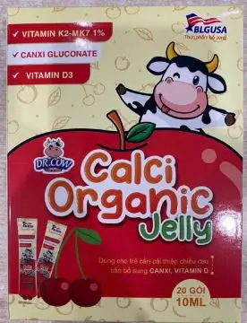 Thạch Calci Organic Jelly hương trái cây bổ sung canxi, vitamin D3, K2 MK7