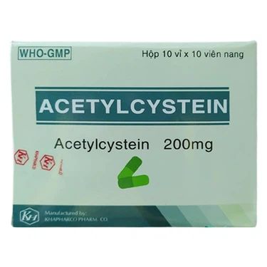 Thuốc Acetylcystein 200mg Khapharco tiêu nhầy trong bệnh viêm phế quản, bệnh nhầy nhớt (10 vỉ x 10 viên)