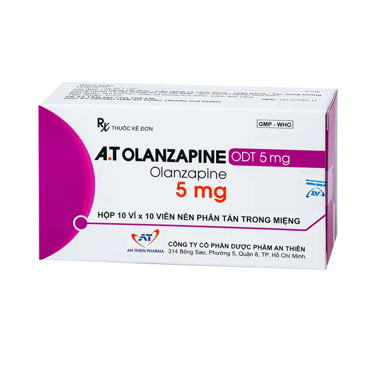 Thuốc A.T OLANZAPINE ODT 5MG hỗ trợ điều trị tâm thần phân liệt (Hộp 100 viên)