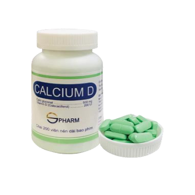 Thuốc Calcium - D S.Pharm bổ sung calxi, điều trị loãng xương, còi xương (Chai 200 viên)