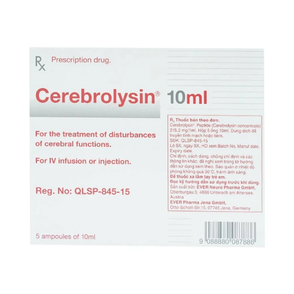 Thuốc tiêm điều trị rối loạn trí nhớ, sa sút trí tuệ Cerebrolysin 10ml (1 vỉ x 5 ống x 10ml)