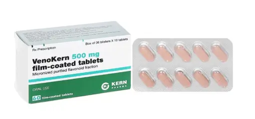 Thuốc VenoKern 500mg Kern hỗ trợ điều trị trĩ, suy giãn tĩnh mạch (6 vỉ x 10 viên)
