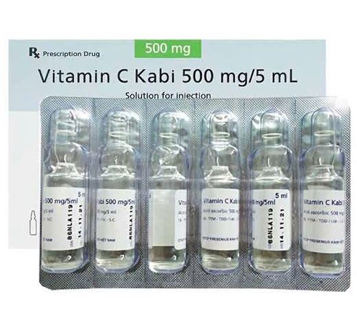 Thuốc Vitamin C Kabi 500mg/5ml ngăn ngừa và điều chỉnh các bệnh do thiếu hụt vitamin C