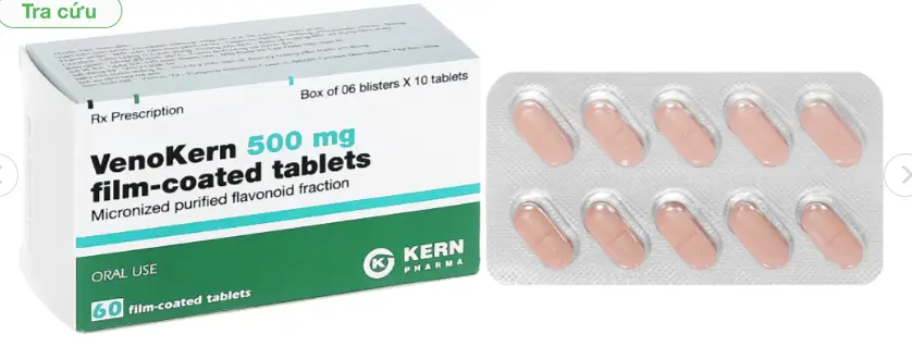 VenoKern 500mg trị trĩ, suy giãn tĩnh mạch (6 vỉ x 10 viên)