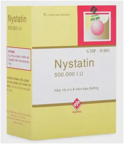 Viên nén bao đường Nystatin 500.000IU trị nấm Candida (10 vỉ x 8 viên)