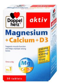 Viên uống Magnesium + Calcium+ D3 Doppelherz Aktiv hỗ trợ cơ và xương khỏe mạnh (30 viên)