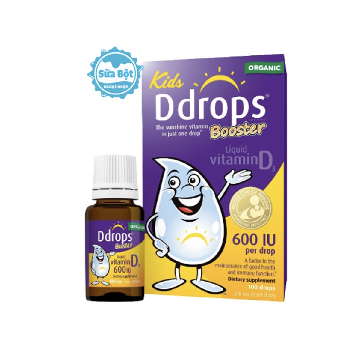 Vitamin D3 Ddrops Booster 600IU cho trẻ trên 1 tuổi Canada 2.8ml