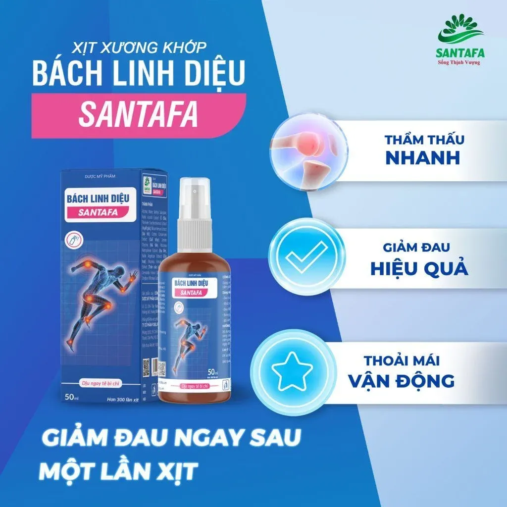 Xịt Giảm Đau Xương Khớp Bách Linh Diệu SANTAFA - Hiệu Quả Tức Thì, An Toàn Từ Thiên Nhiên